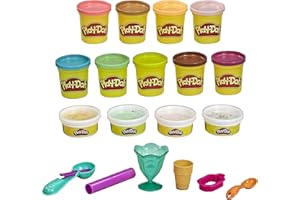 Play-Doh Bulk Ice Cream Theme 13-Pack of Non-Toxic Modeling Compound with Color Burst Plus 6 Tools (Amazon Exclusive)