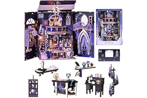 Roroom DIY Book Nook Kit, DIY Dollhouse Bookshelf Insert Decor Alley,3D Wooden Puzzle with LED Lighting Book Nook Wood Booken