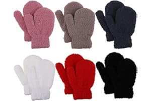 Toddler Mitten Winter Warm Knitted Solid Color Coral fleece Gloves Magic Stretch Gloves for Baby Boys and Girls, 1-4 Years Ol