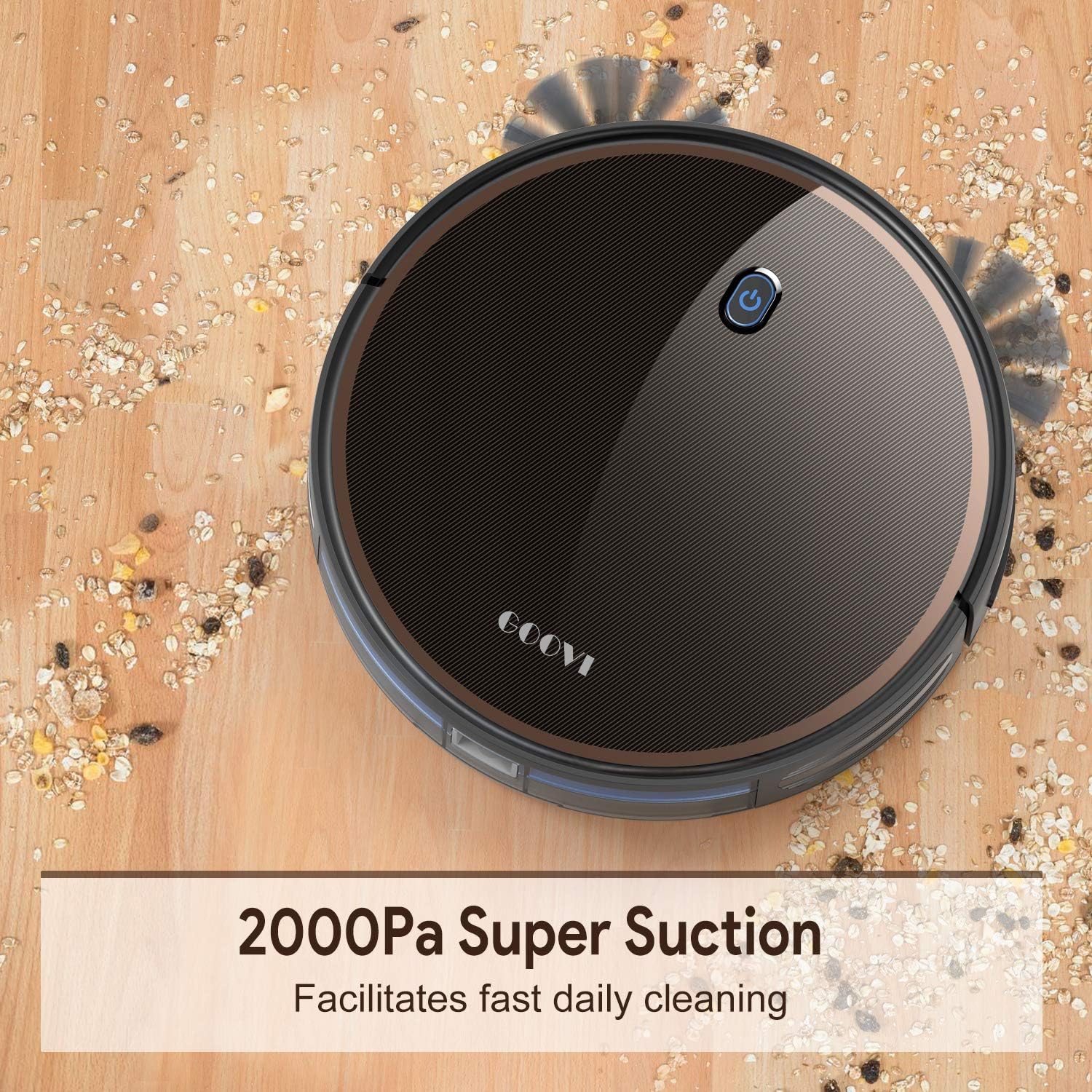 GOOVI by ONSON Robot Vacuum, 2000Pa Robotic Vacuum Cleaner (Slim) Max Suction, Quiet Multiple Cleaning Modes, Self-Charging Vacuum with Boundary Strips, for Pet Hair, Hard Floor, Medium-Pile Carpets -