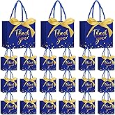 Jetec 45 Pcs Mini Paper Gift Bag Bulk 5.5 x 4.7 x 2.5'' Small Thank You Favor Bag with Handle Bow Ribbon for Valentine Wedding Baby Bridal Shower Birthday Anniversary Party(Royalblue/gold)