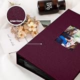 Benjia Photo Album 300 Pockets Linen 6x4 Holds Landscape Burgundy Purple view 3