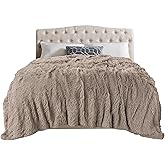 TOONOW Extra Soft Fuzzy Faux Fur Blanket Twin Size 70"x78", Reversible Lightweight Plush Fuzzy Cozy Soft Blankets and Throws for Couch Sofa Bed, Decorative Fluffy Plush Comfy Blanket, Khaki