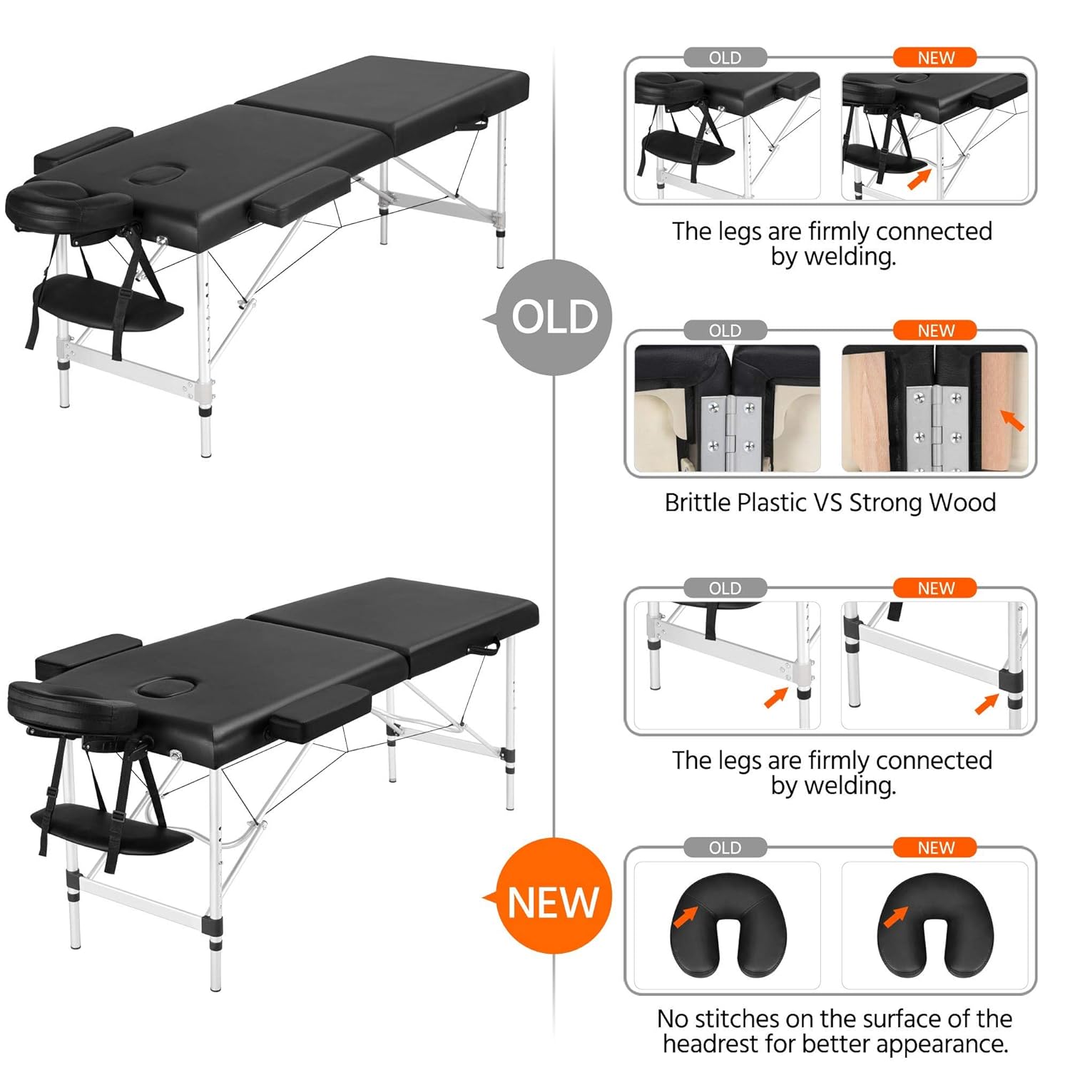 Yaheetech Portable Massage Table 84inch Massage Bed Aluminium Height Adjustable Facial Salon Tattoo Bed Black: Beauty