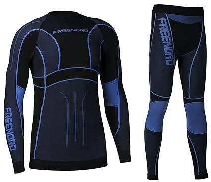 Freenord Powertech Herren Funktionswäsche Thermoaktiv Atmungsaktiv Base Layer Set Outdoor Radsport Running