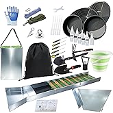37pcs Complete Gold Panning Kit with 50" Sluice Box for Gold Mining ，Adults Aluminum Alloy Gold Mining Equipment, Includes Gold Pan, Classifier Screen, Separating Magnet and More