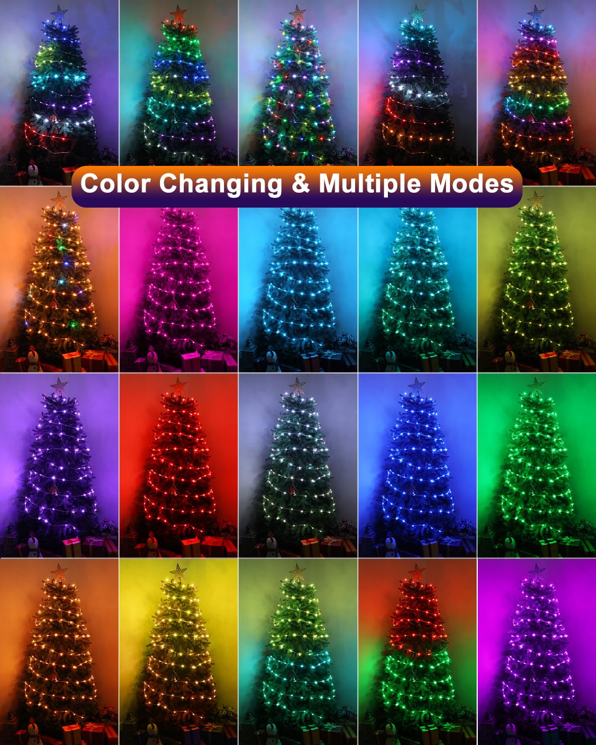 BrizLabs Color Changing Fairy Lights, 66ft 200 LED Halloween Orange