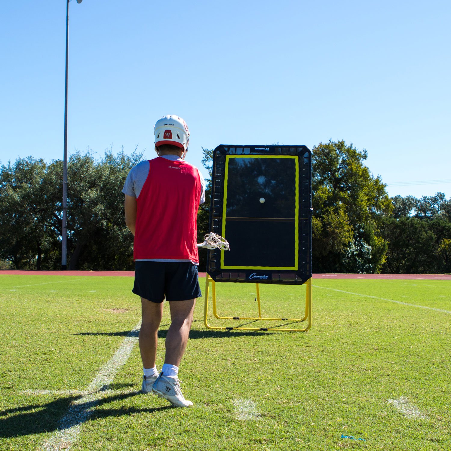 Champion Sports Deluxe Lacrosse Target: Ball Return Bounce Back Net Set for Professional, College and Grade School Training & Drills