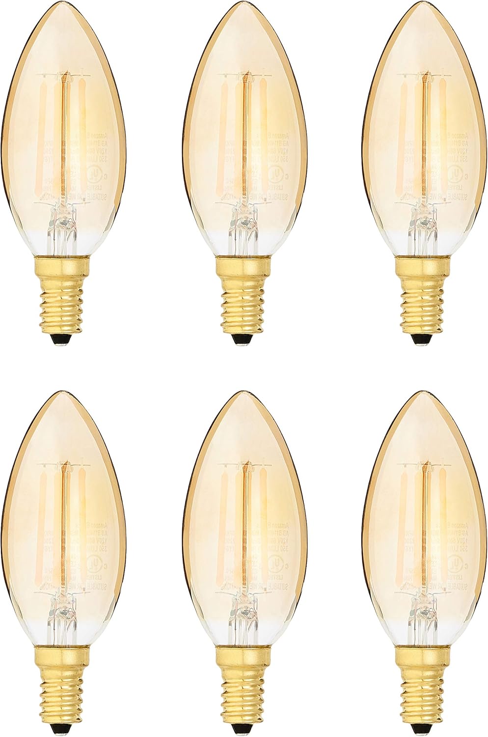 Amazon Basics 40 Watt Equivalent, Clear, Amber, Dimmable, B11 (E12