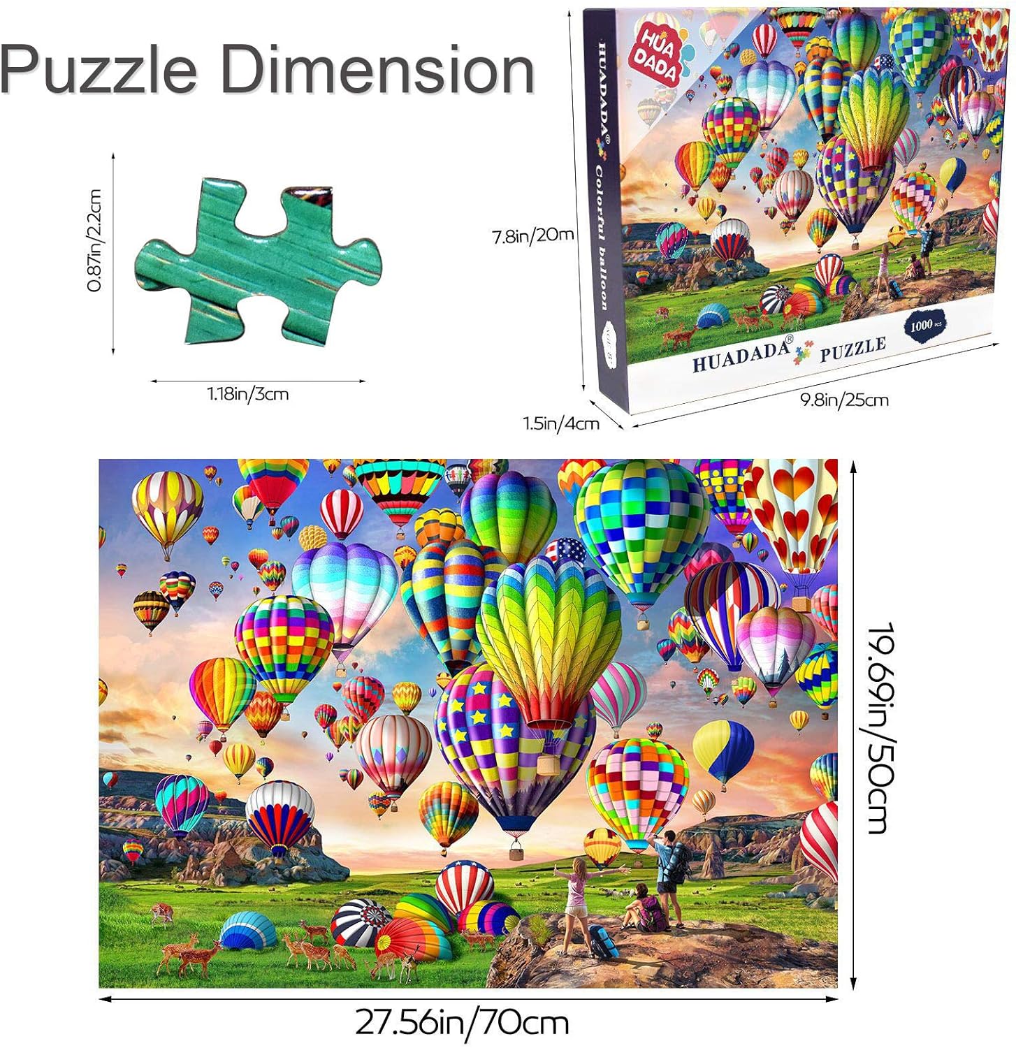 HUADADA Jigsaw Puzzles 1000 Pieces for Adults Hot Air Balloon Puzzle Educational Games Home Decoration Puzzle (27.56" x 19.69")… - Image 3