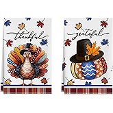 XCHI Colored Turkey Pumpkin Thanksgiving Fall Kitchen Towels Dish Towels 18x26 Inch Home Kitchen Decorations Hand Towels Set of 2 Drying Dishcloth