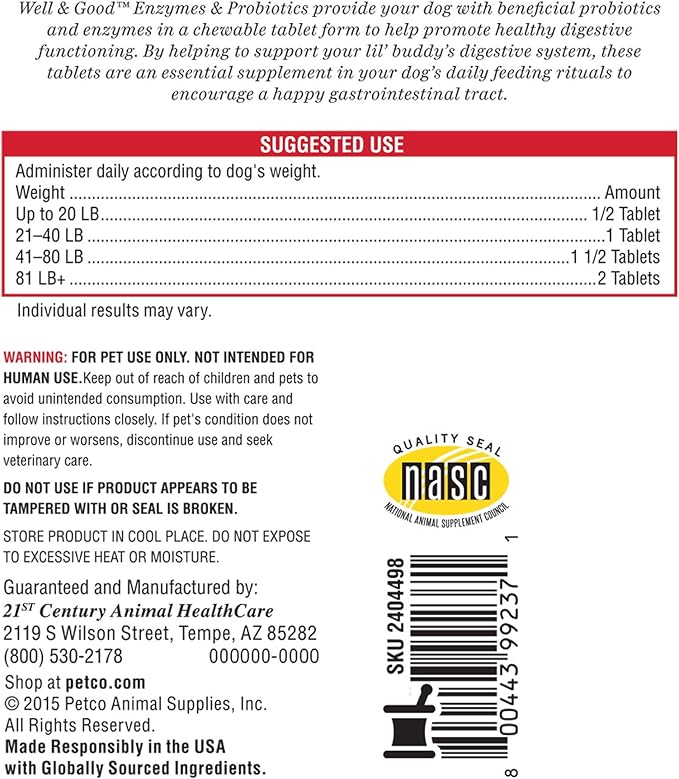 well & good digestive enzymes & probiotics chewable dog tablets