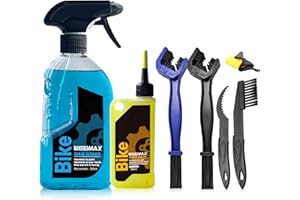Bike Cleaner, 7 in 1 Bicycle Cleaning Kit with 350 ml Bike Chain Cleaner, 100 ml Bicycle Chain Oil, 4 Brushes and 1 Towel, Ch