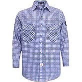 BOCOMAL FR Shirts Flame Resistant NFPA2112/CAT2 6.5oz Light Weight Printed Fire Retardant Plaid Shirt