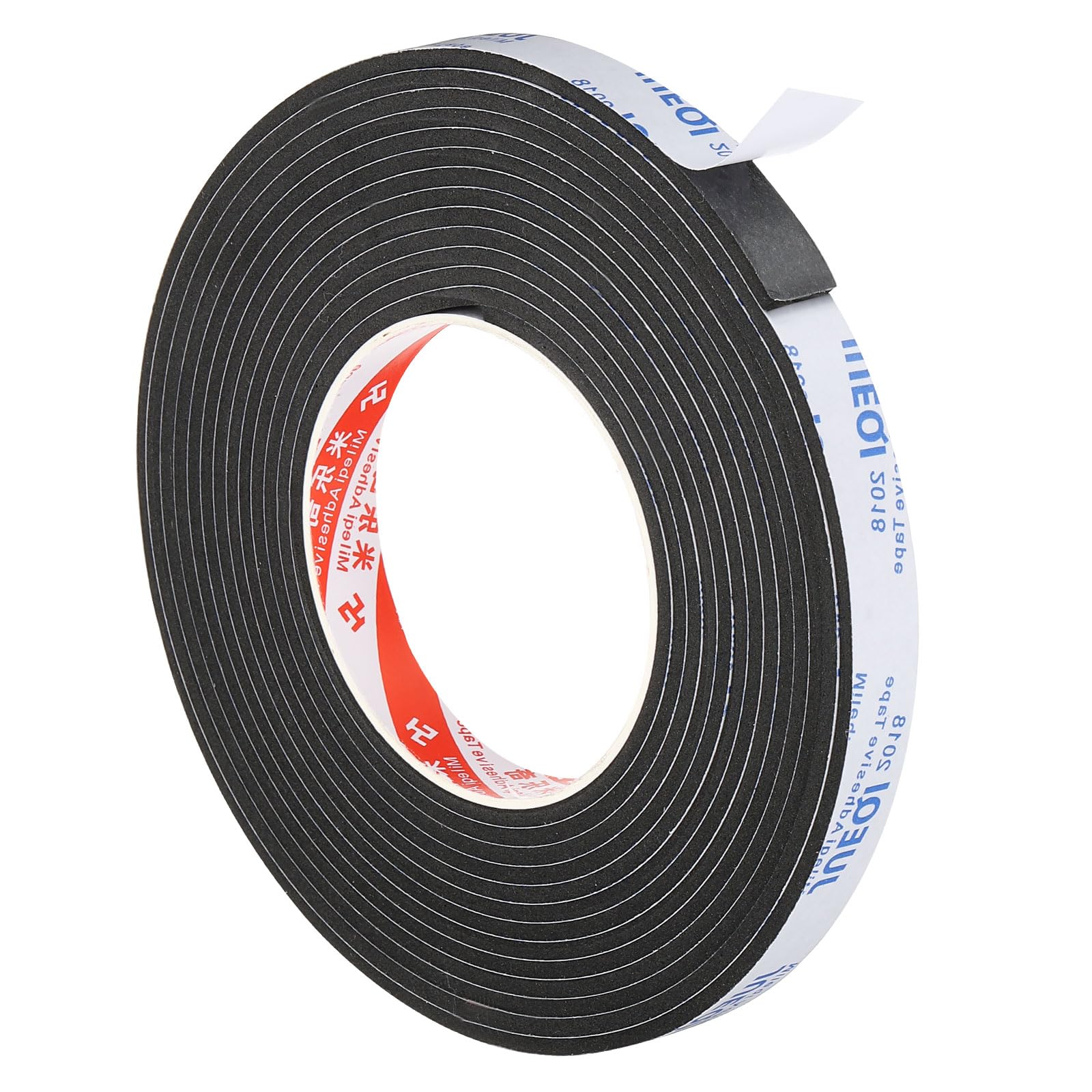 PATIKIL 5m/16.4ft Sealing Foam Tape, 15mm Wide 3mm Thick Single Sided Weather Stripping Door Furniture Seal Strip for Window Pipes Insulation, Black