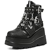 Tscoyuki Goth Platform Ankle Boots for Women - Bat