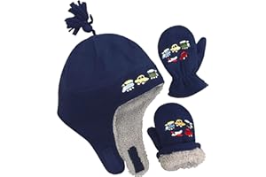 N'Ice Caps Toddler Baby Winter Hat Mitten Set - Kids Boys Girls Gloves Fleece Sherpa Lined