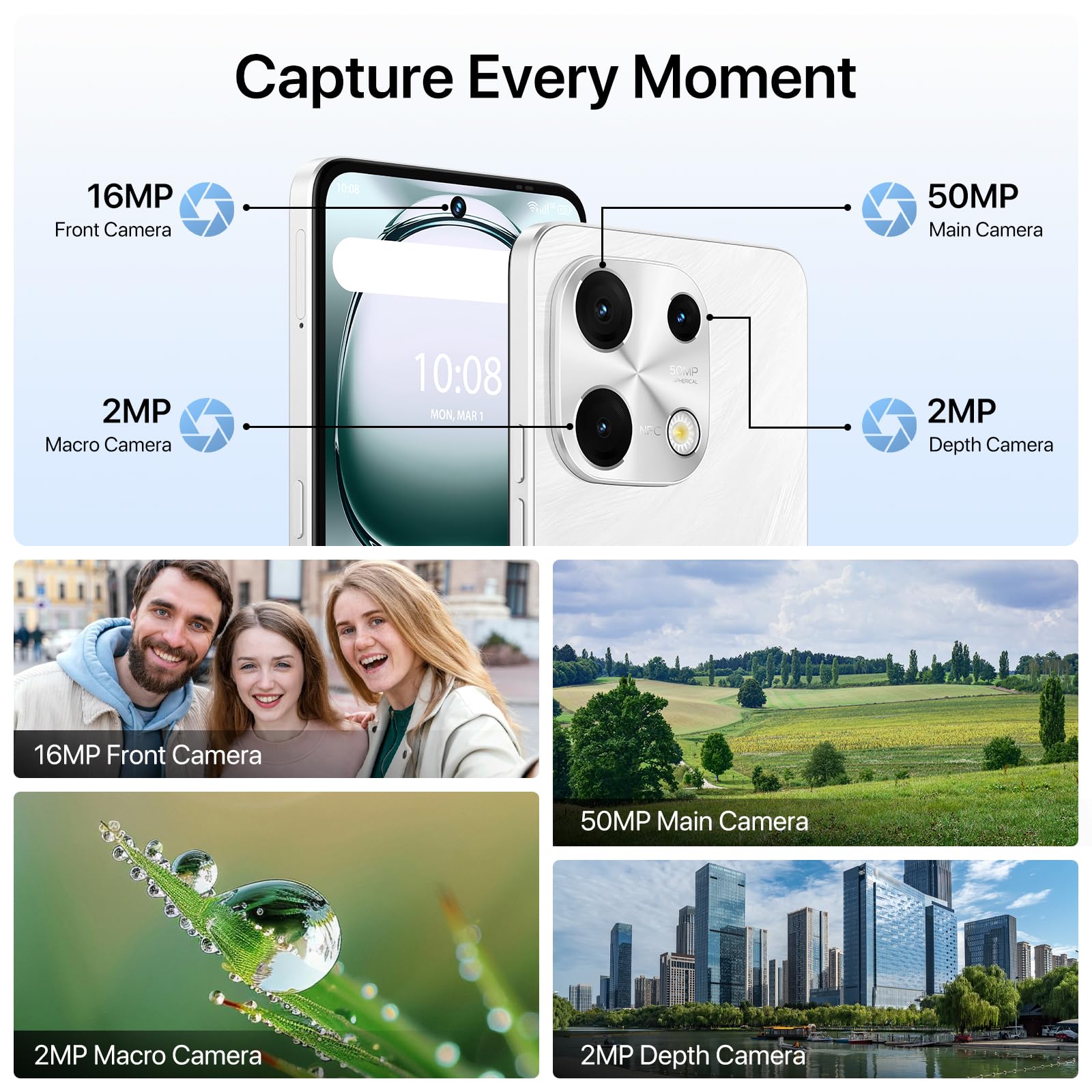 UMIDIGI Note 100 Mobile Phones, (2025) Android 14 Phone, 16(8+8) GB +256GB/1TB Smart Phone, 6.8