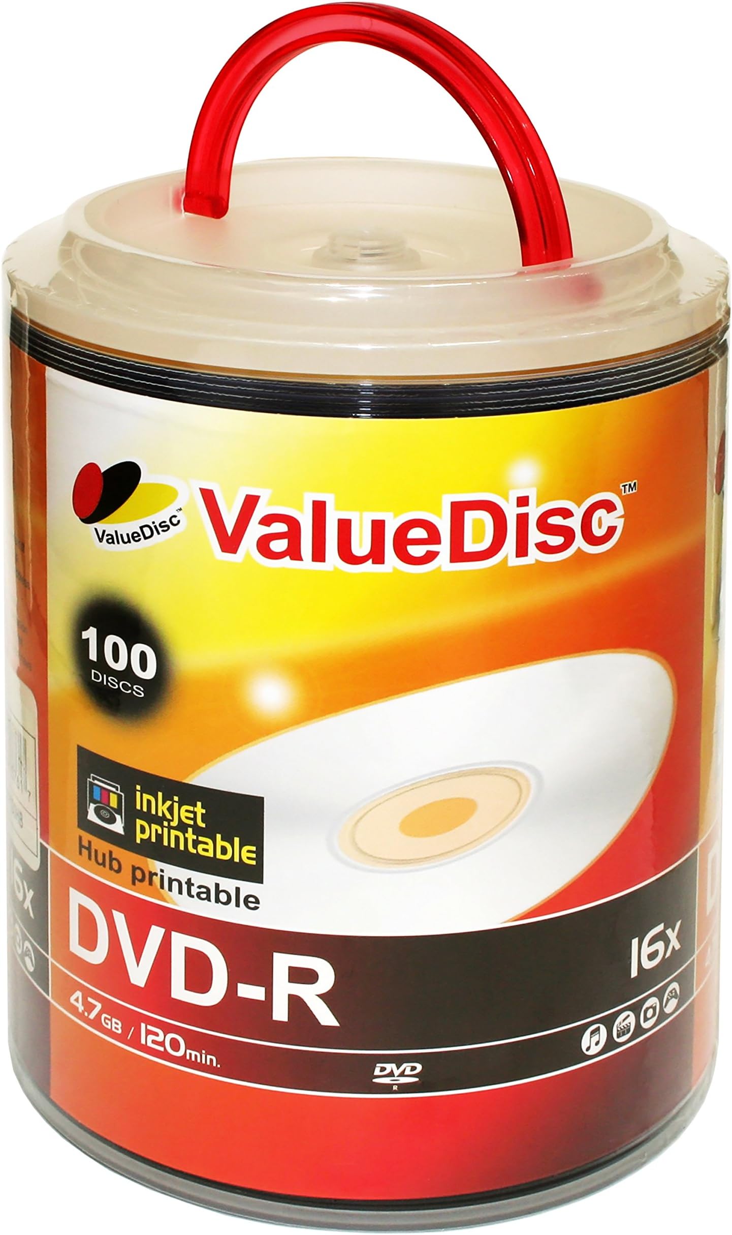 AAA grade Value Disc DVD-R 4.7G 16X White Inkjet Printable 100 Pack in Spindle