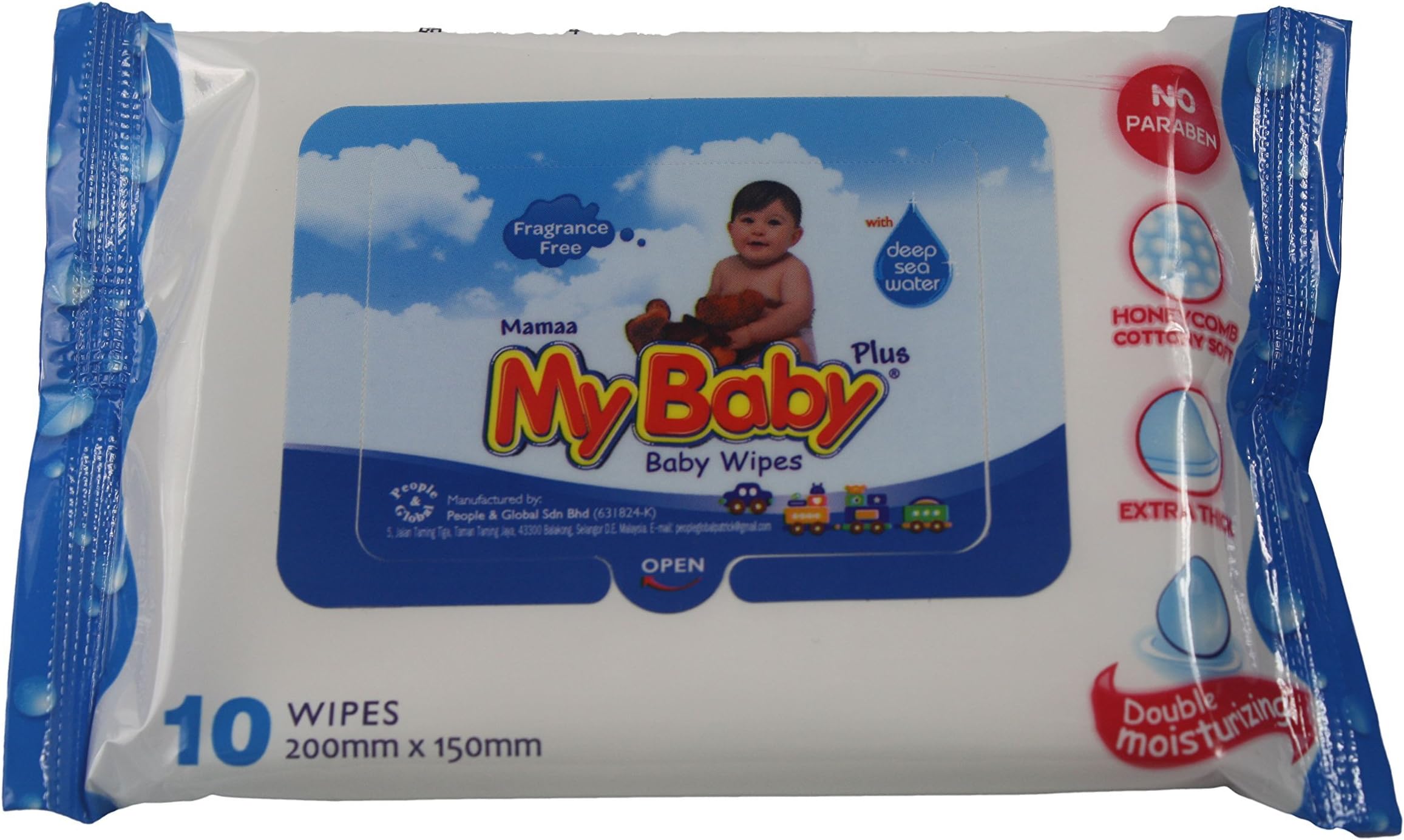 Mamaa MyBaby Refreshing Wet Wipes, Face, Hand & Baby Wipes, Fragrance Free, Aloe, 10 Count - TRAVEL SIZE