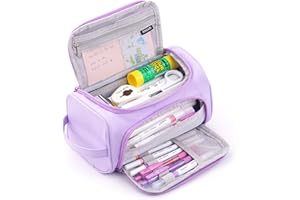 HVOMO Big Capacity Pencil Case High Large Storage Pouch Marker Pen Case Travel Simple Stationery Bag School College Office Organizer for Teens Girls Adults Student（N Purple）