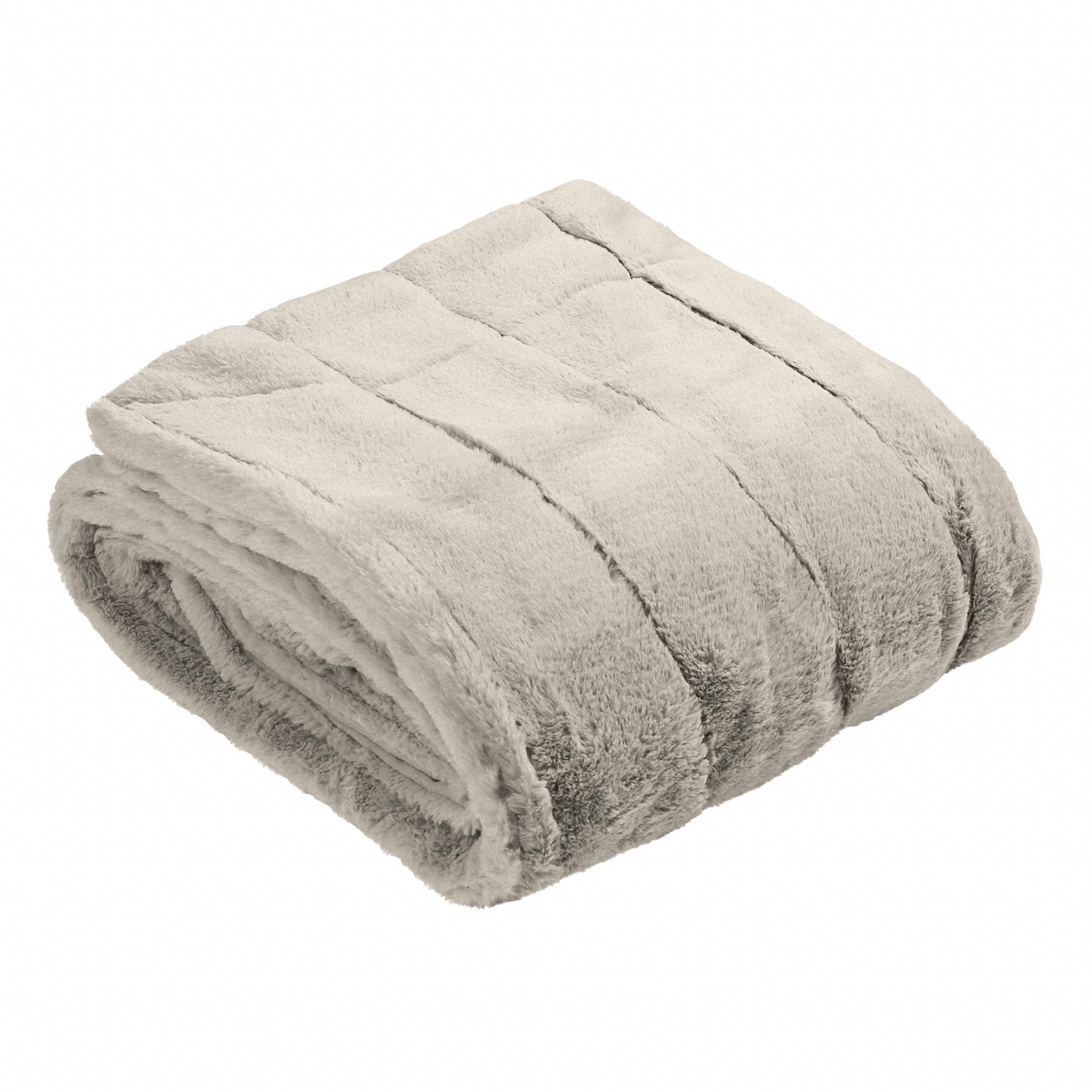 Paoletti Empress Faux Fur Throw – Soft Elegant Heavyweight Minimalist Décor Blanket for Bed or Sofa (Grey - 130x180cm)