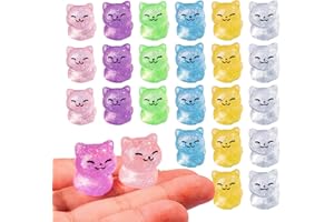 TEENZEE 36 pcs Mini Resin Glitter Cats Variety Tiny Animals Figures Miniature Little Small Cat Figurines Bulk for Micro Fairy Garden Landscape Accessories Hide Crafts Decor
