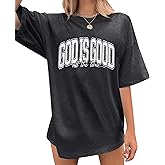 God is Good Shirt Women Oversized Christian Shirts Religious Sayings Bible Verse Drop Shoulder Tee Tops