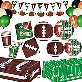 Pickmesh 294 Pcs Football Party Decorations Serve 50, Including Paper Plates, Cups, Napkins, Tablecloth, Balloon, Banners for Football Birthday Game Day Tailgate Party Decorations