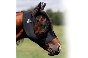 Professional's Choice Comfort-Fit Fly Mask | Smooth, Stretchy Material | Mesh Around The Eyes and Ears Allows for Clear Vision and Keeps Flies and Bugs Away