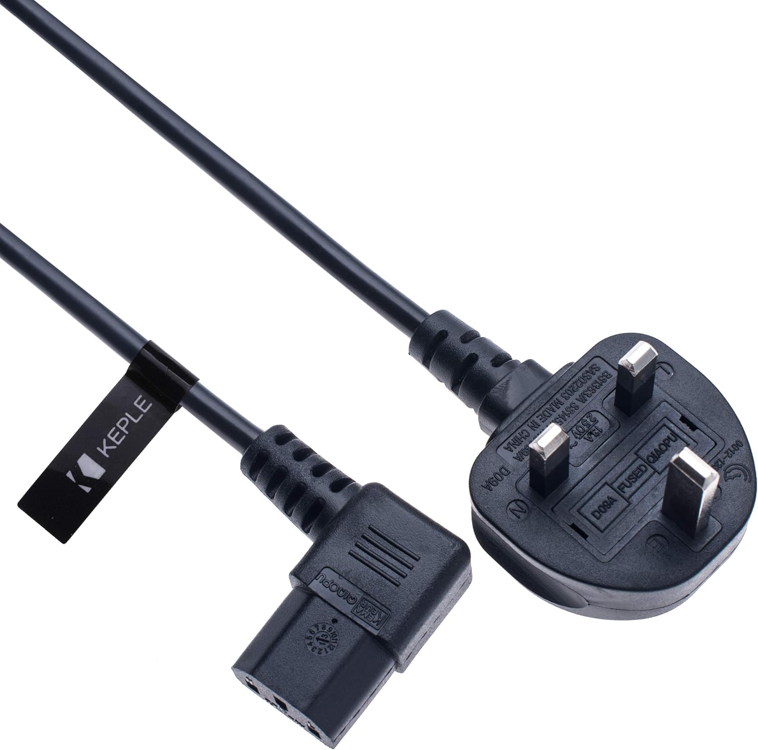3 Pin Mains Power Lead 3 Prong Plug Cord Right Angle Kettle Cable Compatible with LG 50PC56-ZD 50PC56-ZD 32LK450U / 32LG2000 32LG3000 22LH2000 / Panasonic TH37PX60B TH-42PX80B TH-42PX60B C13 to UK 2m