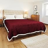 YUSTAL Electric Heated Blanket Full Size 72x84 Inch - Super Soft Flannel, 10 Heat Settings, 1-12H Auto Shut Off, Machine Washable, Easy Controller, Perfect for Winter Warmth - Wine Red
