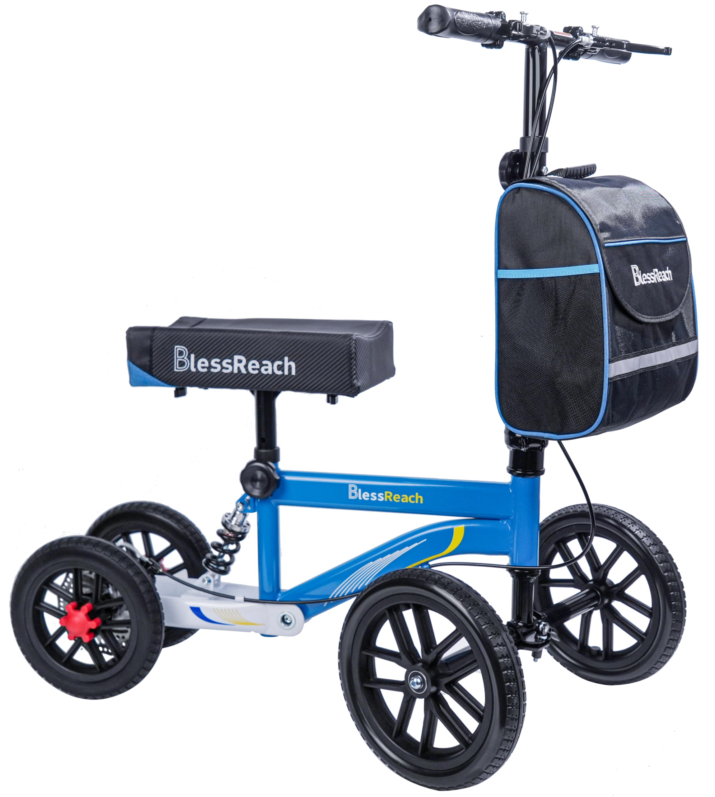 Photo 1 of BlessReach All Terrain Steerable Knee Scooter Crutch Alternative?Deluxe Medical Scooter Double Handbrake,for Adults Injured Ankle & Foot Recovery Scooter in Blue