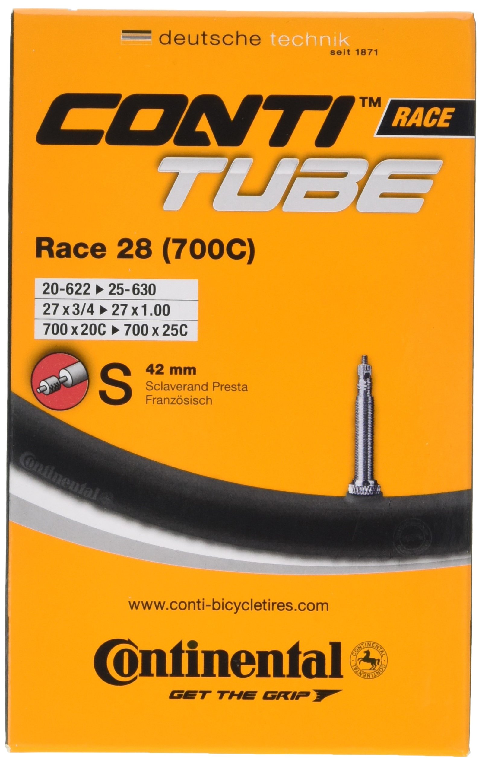 Continental Race 28 700 x 20-25c Bike Inner Tubes - Presta 42mm Valve (Pack of 5), Black