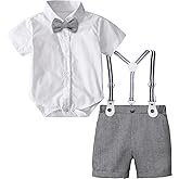 A&J DESIGN Baby Boy Gentleman Suspenders Outfit Infant Formal Wedding Dress Suits Set