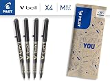 PILOT V Ball 07 Liquid Ink Rollerball Pen Medium Black Pack of 4 view 2