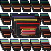 Zhehao 100 Pcs Zipper Binder Pencil Pouches:3 Ring Binder Pencil Pouches with Zipper Window Bulk Clear Pen Bags Case for Office School Classroom Supplies(Double Layer with Mesh Layer,Black)