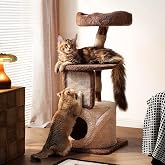 Sopapets 40" Small Cat Tree for Apartments, Modern Cat Tower for Indoor Cats with Solid Wood Branch, Sisal Scratching Posts, Plush Perches and Hideaway Condo, Brown
