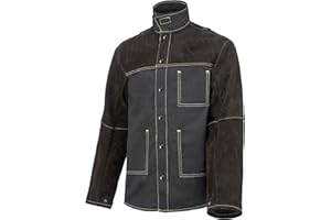 Waylander DURIN Welding Jacket Split Leather Heat Fire Resistant Cotton Kevlar Stitched Cowhide