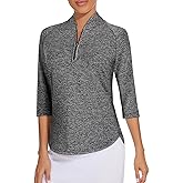 Cucuchy Womens Golf Shirt Quick Dry 3/4 Sleeve Quarter Zip Polo Workout Tops Tennis Shirts S-XXL