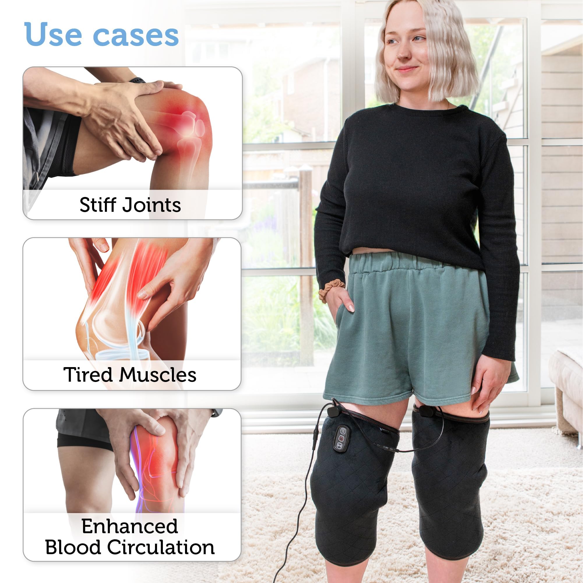 COMFIER Heated Knee Massager with Heating Pad for Knee Pain Relief,Gifts for Dad Mom Men Women,Knee Warmers Wrap,Heated Knee Pad for Men Women Seniors