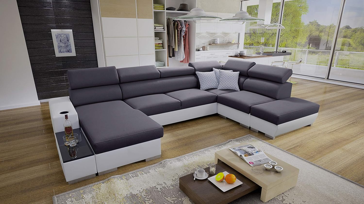 Links Luxo 6601 Ekj 1 All4all Wohnlandschaft Ecksofa Picanto Mit Schlaffunktion Bettkasten Gross Xxl Big Sofa Gewebe Kunstleder Grau Schwarz Blau Lila U Form 26 Mobel Sofa Garnituren
