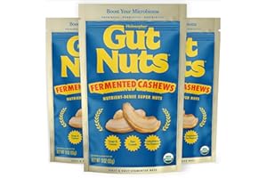 Gut Nuts - Fermented and Sprouted "Sourdough" Cashews for Gut Health - Tangy, Umami, & Salty Flavors - Super Crunchy Low Carb Keto Snacks - Low Sugar Prebiotic & Postbiotic Cashew Snacks - 3oz Pouch (3 Pack) - by Philosopher Foods