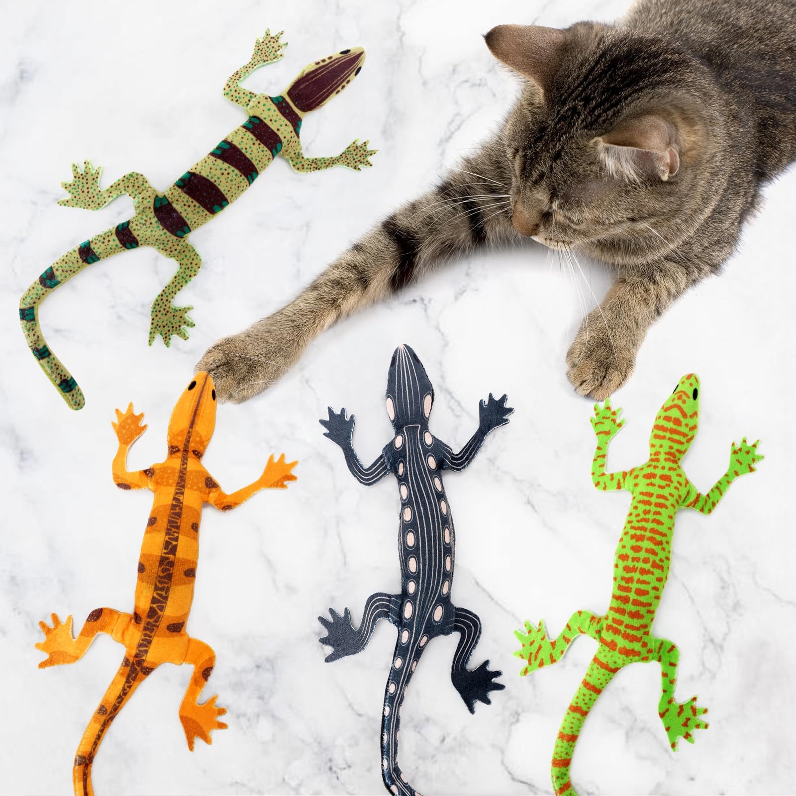 Photo 1 of CiyvoLyeen Lizard Catnip Toys Chew Bite Resistant Toys for Indoor Cats Boredom Relief Teeth Cleaning Interactive Funny Cute Kitten Cat Lover Gifts Christmas Birthday Presents Set of 4
