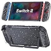 TIKOdirect Clear Dockable Case Compatible with Nintendo Switch 2(2025), Slim Protective PC Case for Joy-Con Grip Cover, Hard Shell with Anti-Scratch and Shock-Absorption, Glitter