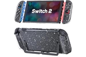 TIKOdirect Clear Dockable Case Compatible with Nintendo Switch 2(2025), Slim Protective PC Case for Joy-Con Grip Cover, Hard Shell with Anti-Scratch and Shock-Absorption, Glitter