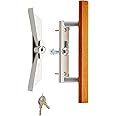 Wright Products - Surface Mounted Keyed Sliding Patio Door Latch Set, Wood/Aluminum Grey - Internal Keyed Replacement Sliding Glass Door Lock
