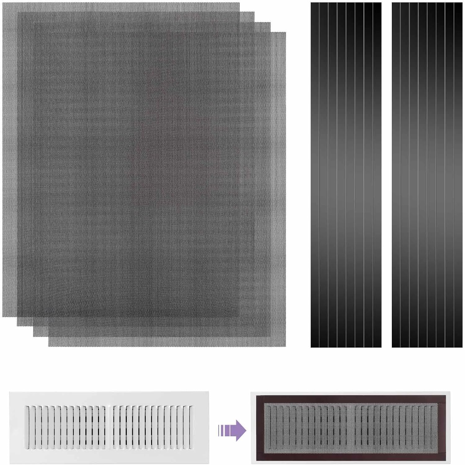 Registers, Grilles & Vents - 4 Pack 40cm x 30cm Magnetic Floor Vent Cover - Customizable Size PVC Mesh Register for Wall Ceiling Floor Catch Debris Hair Insect (Black)