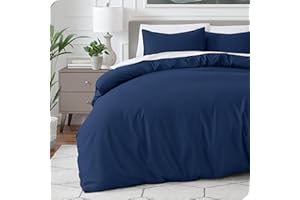 Bare Home Bedding Duvet Cover Queen Size - Premium 1800 Super Soft Duvet Covers Collection - Lightweight, Cooling Duvet Cover - Soft Breathable Bedding (Queen, Dark Blue)