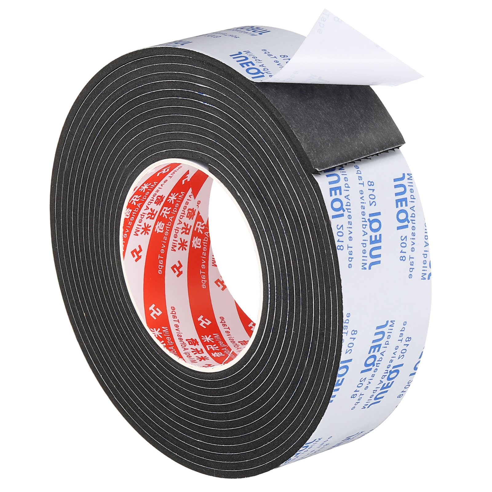 PATIKIL 5m/16.4ft Sealing Foam Tape, 45mm Wide 3mm Thick Single Sided Weather Stripping Door Furniture Seal Strip for Window Pipes Insulation, Black